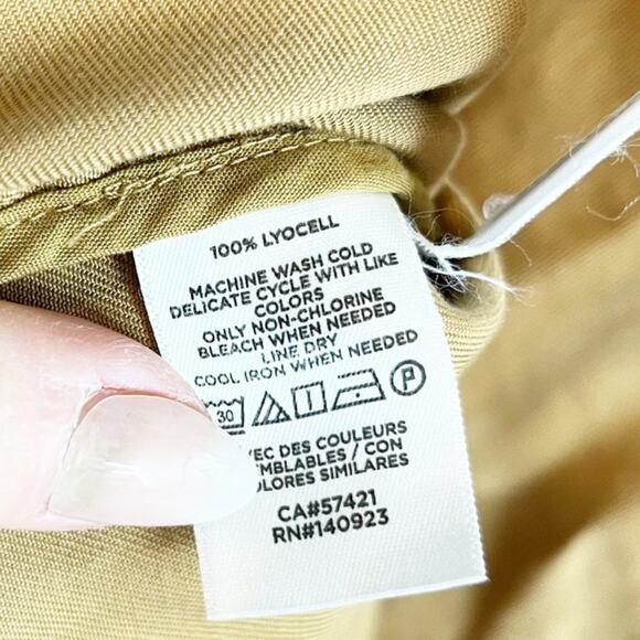 LOFT Snap Button Long Sleeve Boxy Fit Top Shirt Shacket Tan Small - Picture 8 of 8